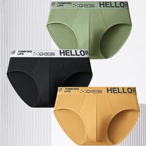 (3Pcs) Hello Thinking Love! Men’s Breathable Cotton Briefs Underwear Size XL